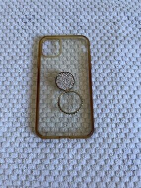 Clear Phone Case with Ring Grip and Sparkle Accent